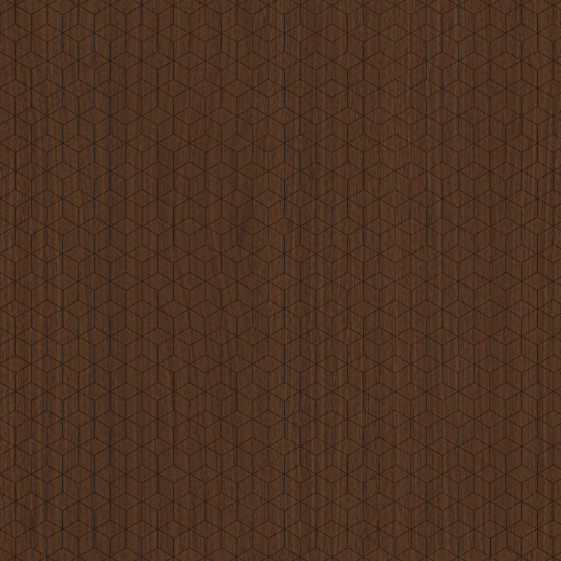 Wandpaneel Walnut Hexagon Nussbaum Holzoptik Hexagon-Muster 2800x1100 mm