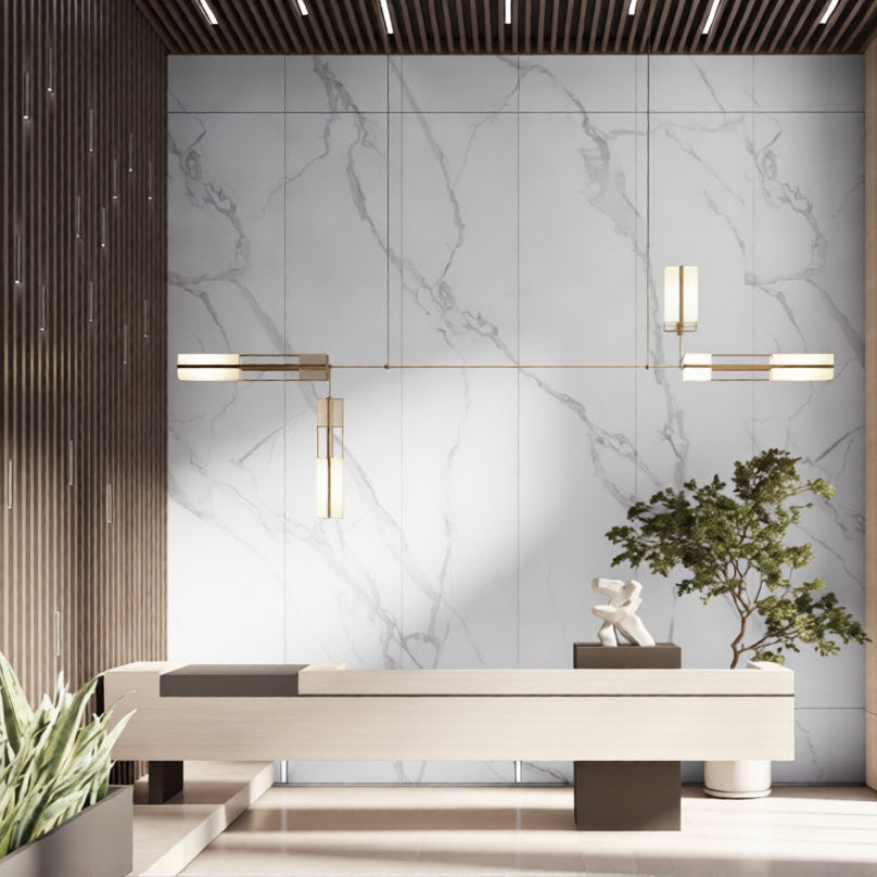 Wandpaneel White Marble weiße Marmoroptik Steinstruktur 2800x1100 mm