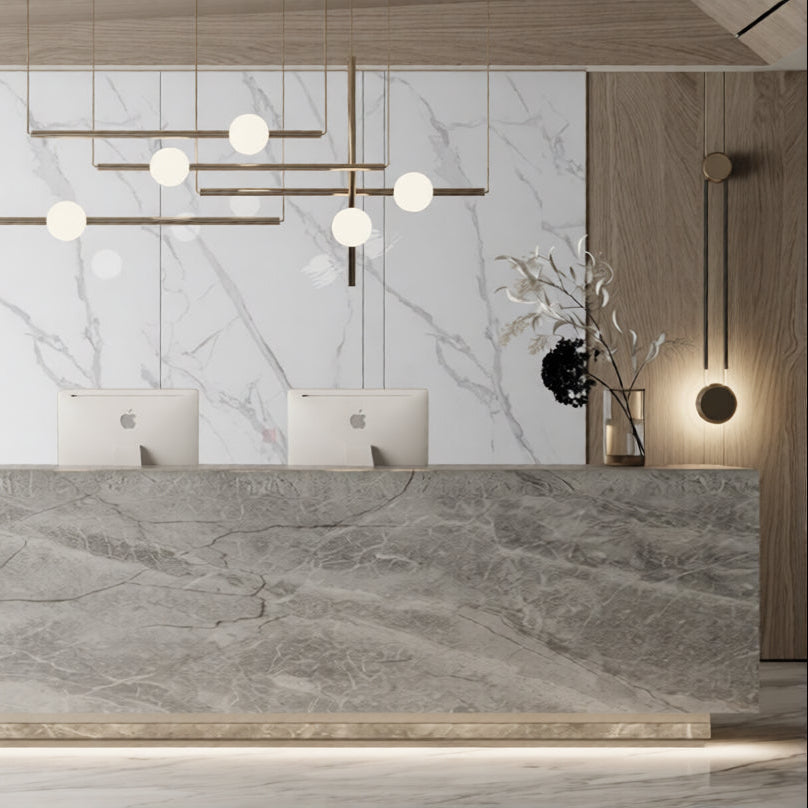 Wandpaneel White Marble weiße Marmoroptik Steinstruktur 2800x1100 mm