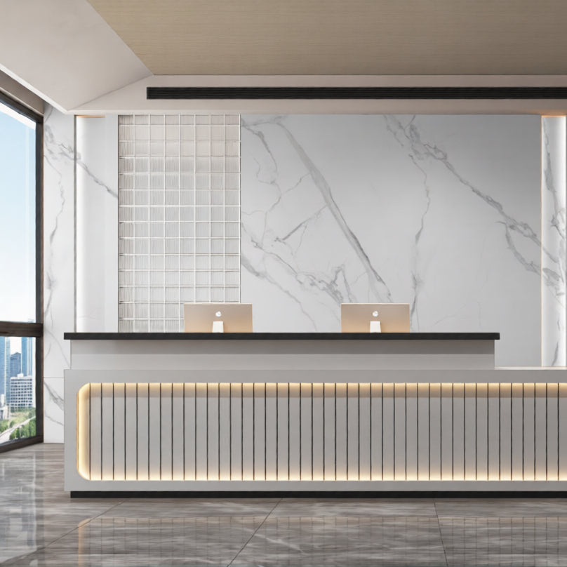 Wandpaneel White Marble weiße Marmoroptik Steinstruktur 2800x1100 mm
