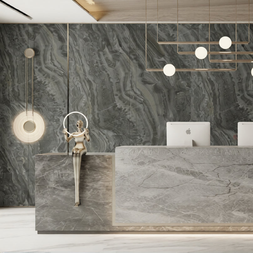 Wandpaneel Black Stone schwarze Naturstein-Optik 2800x1100 mm