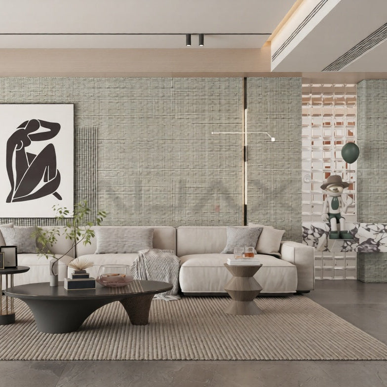 Wandpaneel Linen Sand sandfarbene Leinenoptik 2800x1100 mm