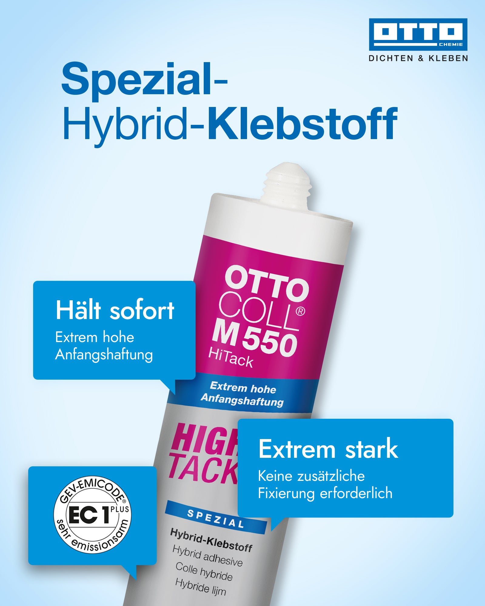 OTTOCOLL® M 550 HiTack Hybrid Klebstoff für Wandpaneele