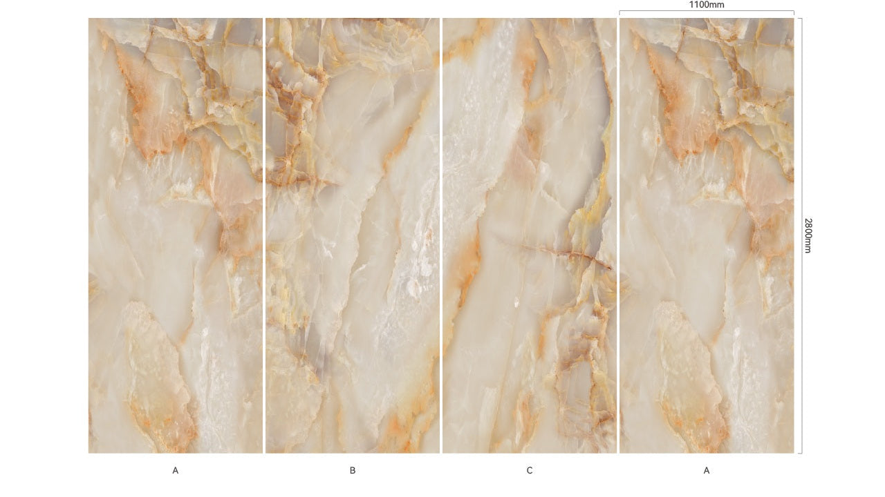Wandpaneel Onyx Ivory helle Steinoptik 2800x1100 mm