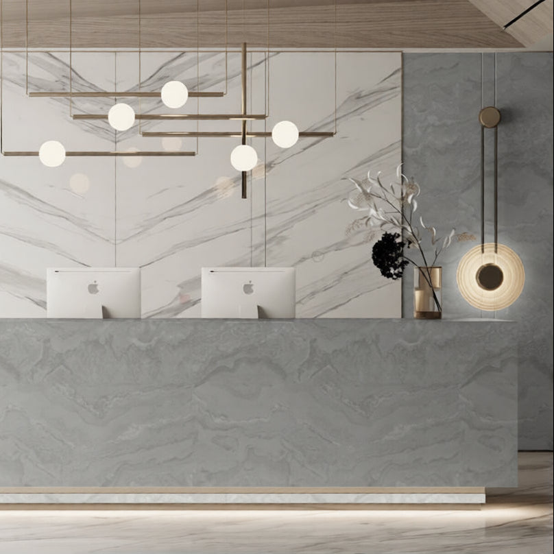 Wandpaneel Light Grey Stone hellgraue Naturstein-Optik 2800x1100 mm
