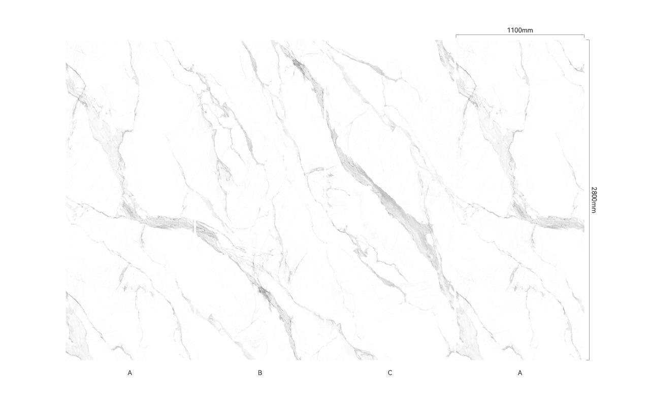 Wandpaneel Statuario White helle Marmor-Optik 2800x1100 mm