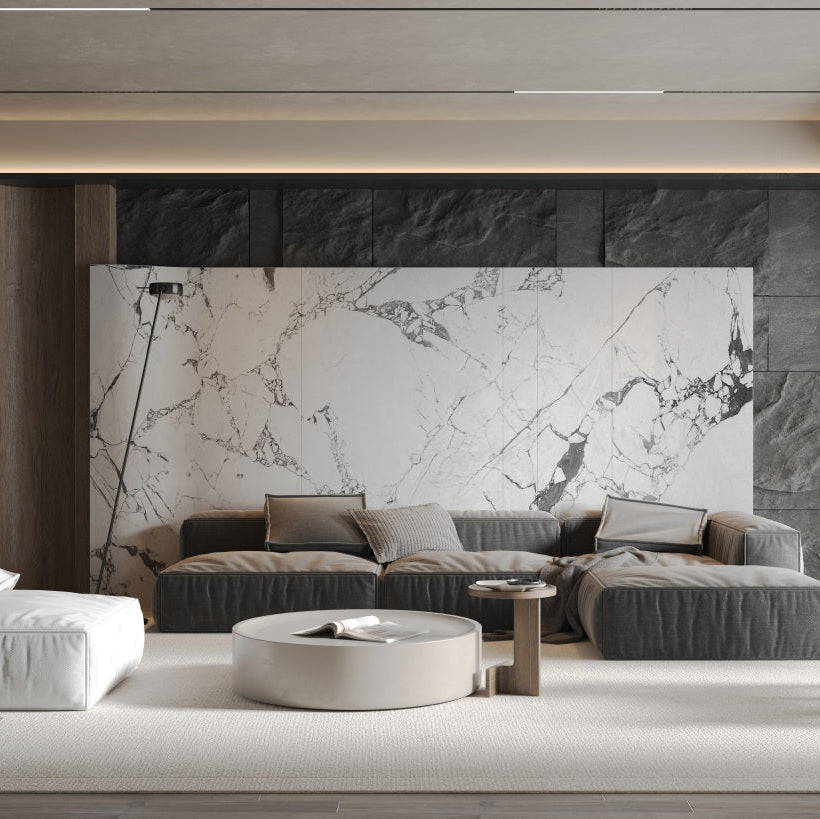 Wandpaneel Statuario Graphite dunkle Marmoroptik 2800x1100 mm