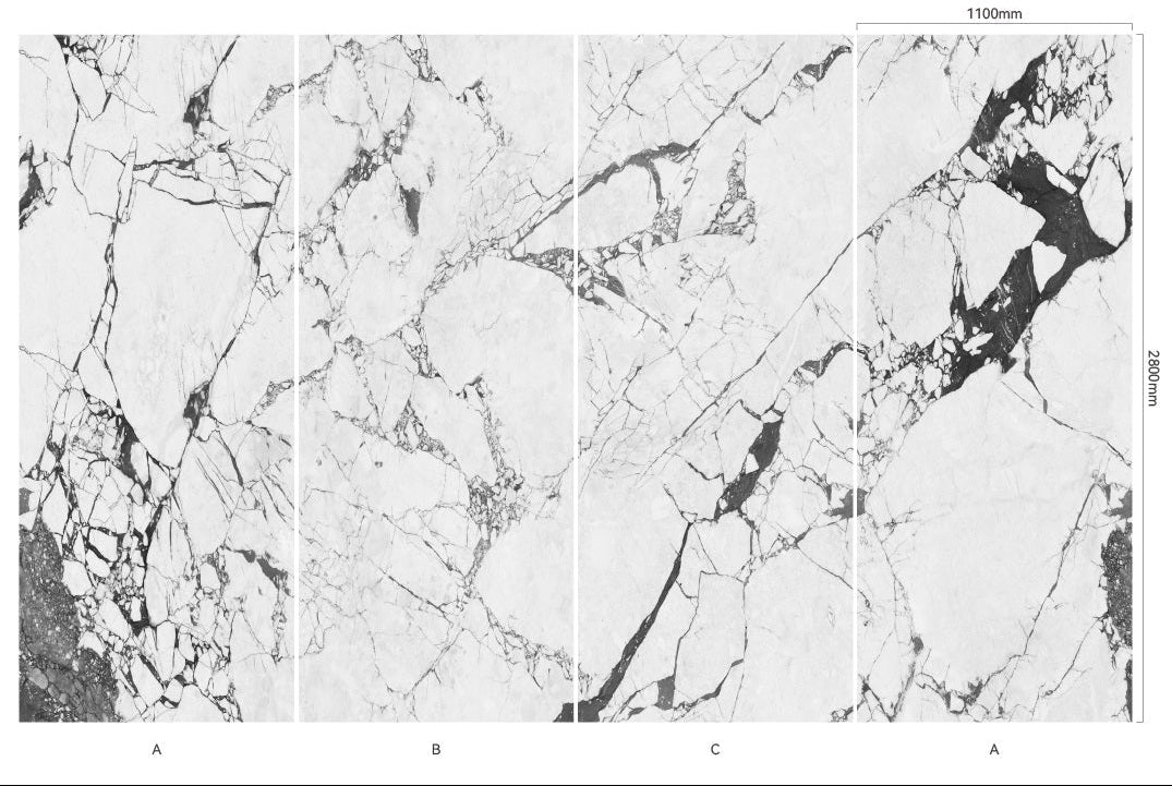 Wandpaneel Statuario Graphite dunkle Marmoroptik 2800x1100 mm