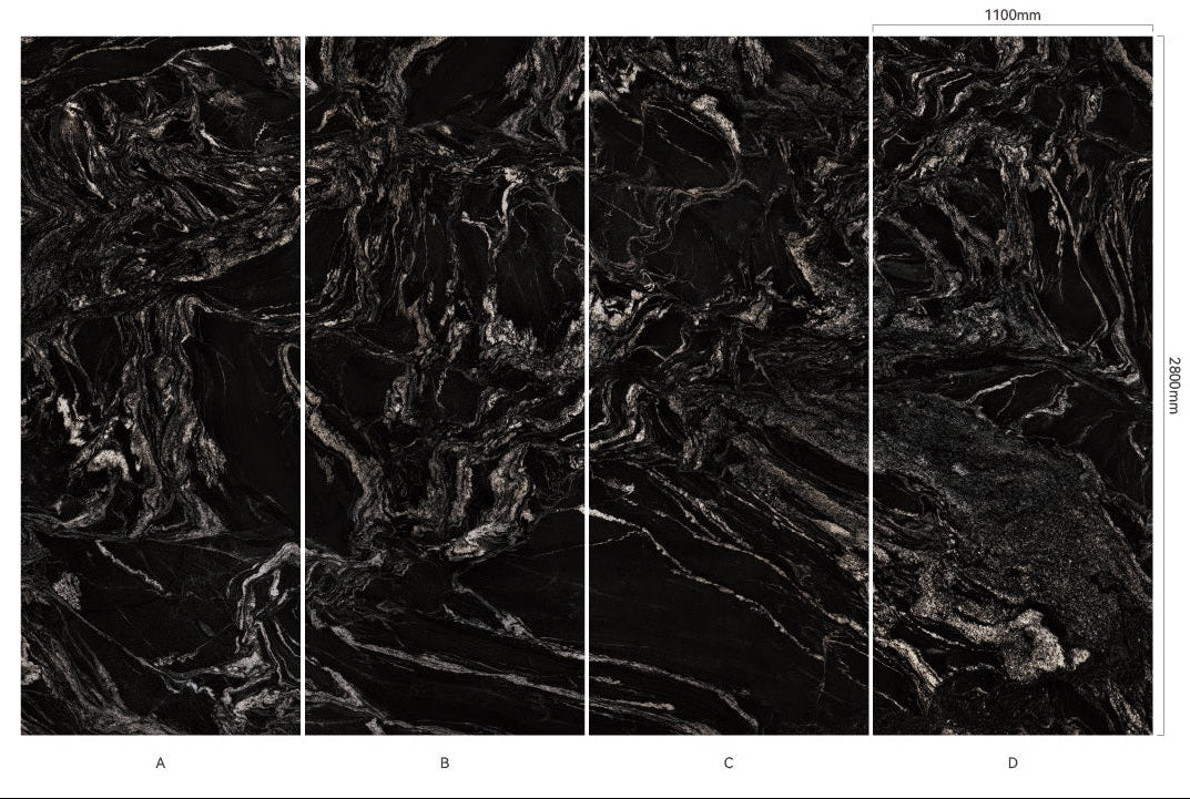 Wandpaneel Black Tempest schwarze Steinoptik 2800x1100 mm