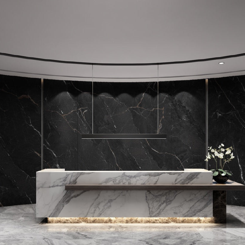 Wandpaneel Black Marble Copper schwarzer Marmor Kupferadern 2800x1100 mm