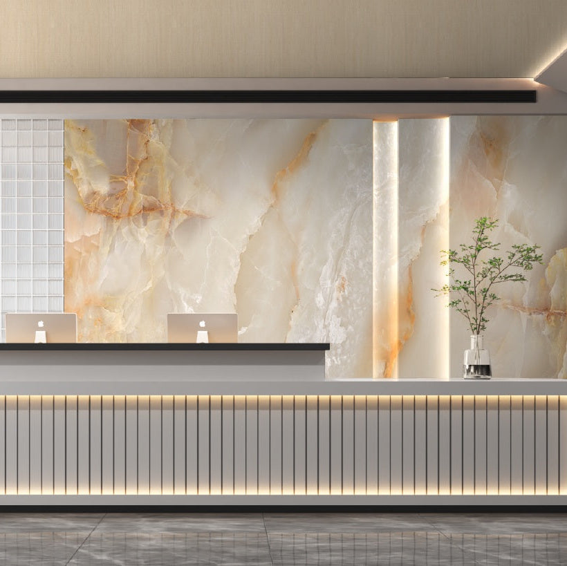 Wandpaneel Onyx Ivory helle Steinoptik 2800x1100 mm